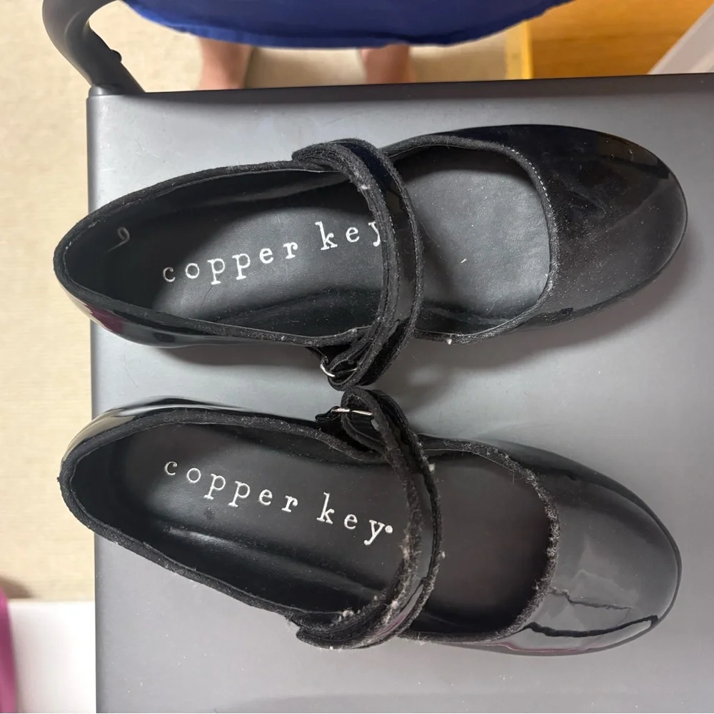 Copper Key Black Patent Mary Jane Ballet Flats for Kids